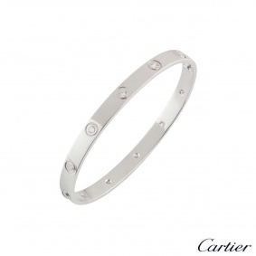 Cartier White Gold Full Diamond Love Bracelet Size 17 B6040717 Cartier White Gold Full Diamond Love Bracelet Size 17 B6040717